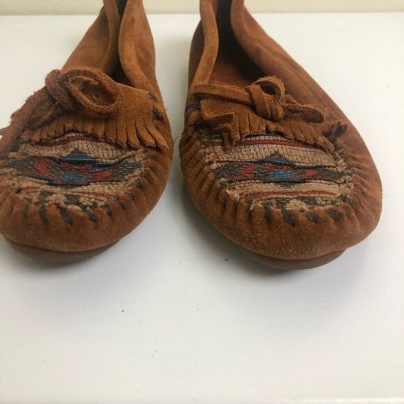 Minnetonka Arizona Kilty Suede Wms Moccasin Size 7 - Picture 7 of 10